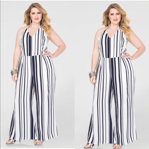 Ashley Stewart HALTER STRIPED JUMPSUIT - Picture 2 of 4